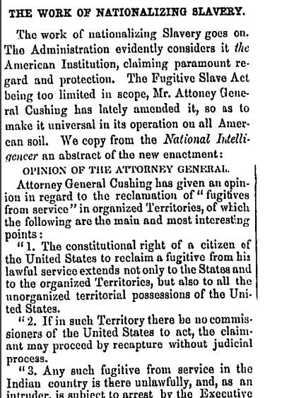 Article on the Fugitive Slave Act